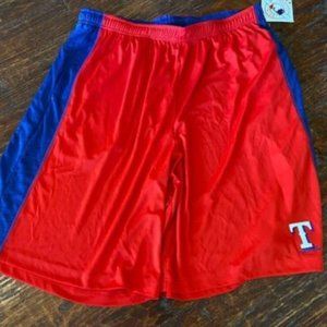 TEXAS RANGERS * RED w/ BLUE Basketball Workout Long SHORTS * XL* NWT * Authentic